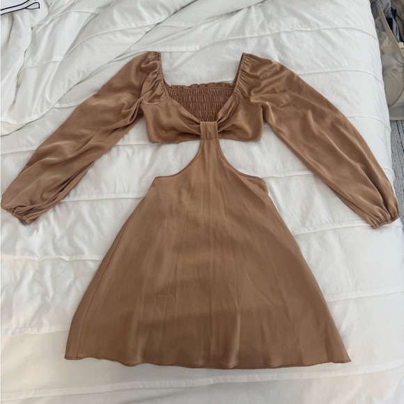 Brown Long-Sleeve Dress w/ Cut Outs - Picture 1 of 1